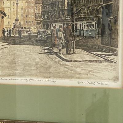 Rudolf Veit German Mid-Century Etchings Signed and Numbered Print