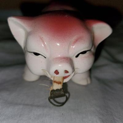 Vintage Pig Pin Cushion and Tape Measure 