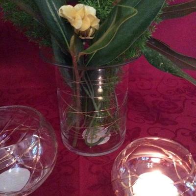 Lot 3 Votives and vase