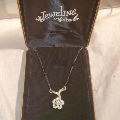 CZ Sterling Flower Necklace 