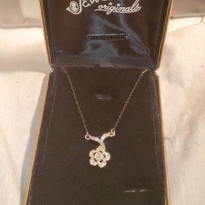 CZ Sterling Flower Necklace 