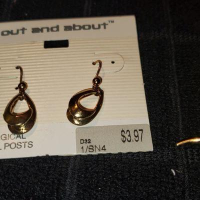 Gold Tone Earrings and Bracelet 