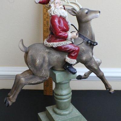 LOT #50: Tall Santa Claus Riding Reindeer Holiday Deco