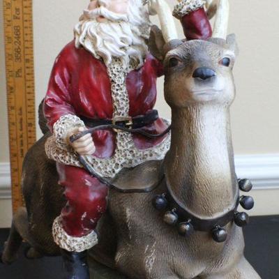 LOT #50: Tall Santa Claus Riding Reindeer Holiday Deco