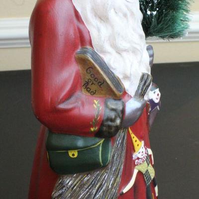LOT #51: Traditional American Craftsâ„¢ Tall Santa Claus w/ Tree and Bag of Toys Holiday Deco