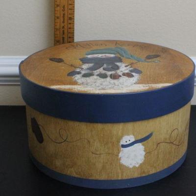 LOT #66: (3) Assorted Wood Holiday themed Handmade Storage Boxes