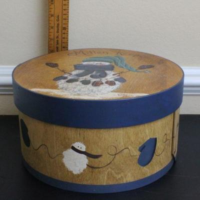 LOT #66: (3) Assorted Wood Holiday themed Handmade Storage Boxes