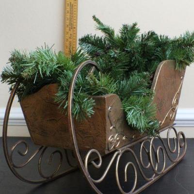 LOT #72: Christmas Deco Sleigh w/ Garland Inside