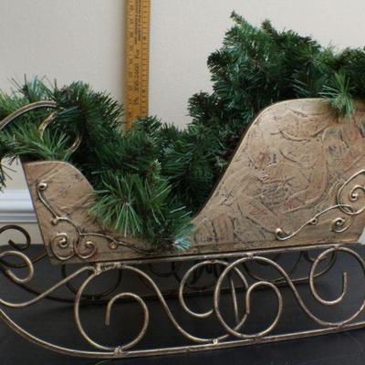 LOT #72: Christmas Deco Sleigh w/ Garland Inside