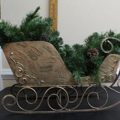 LOT #72: Christmas Deco Sleigh w/ Garland Inside