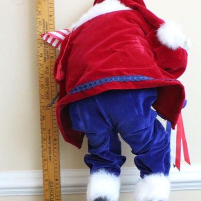 LOT #73: Vintage Large Lynn Hadley Collectionâ„¢ Sitting Santa Claus w/ Blue Velvet Pants