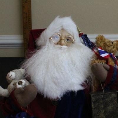 LOT #73: Vintage Large Lynn Hadley Collectionâ„¢ Sitting Santa Claus w/ Blue Velvet Pants