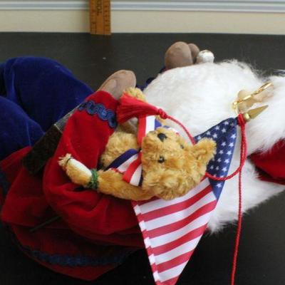 LOT #73: Vintage Large Lynn Hadley Collectionâ„¢ Sitting Santa Claus w/ Blue Velvet Pants