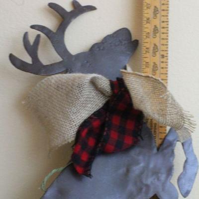 LOT #75: Vintage Original Patina Copper Reindeer Figure w/ Bow MADE IN HAITI