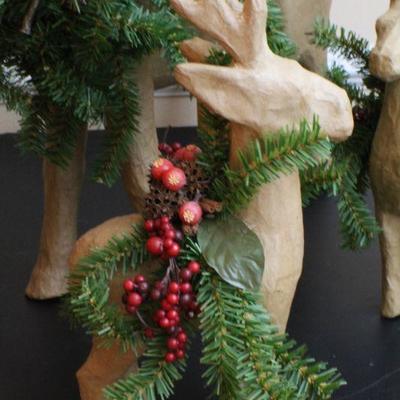 LOT #76: (3) Paper MachÃ© Vintage Reindeer 