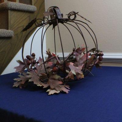 LOT #127: Large Steel Pumpkin with leaves