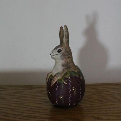LOT #286: Small Easter Bunny Home Deco Bunny Inside Egg