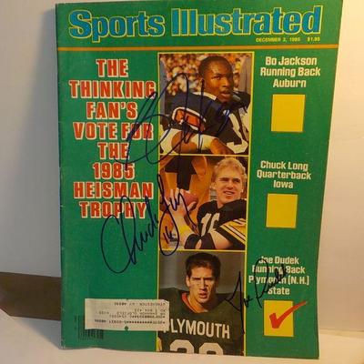 "Sports Illustrated with college "Bo Jackson, Chuck Long, Joe Dudek, all signed.