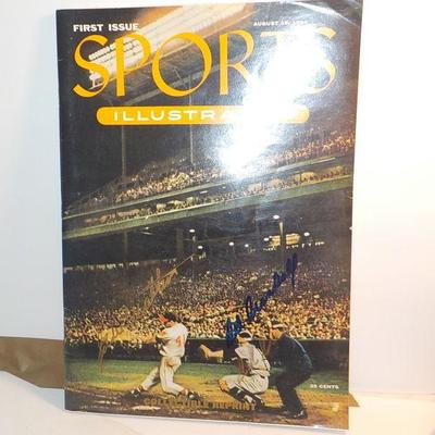 Sports Illustrated first Issue reprint and signed by Eddie Mathews and Wes. Catcher.