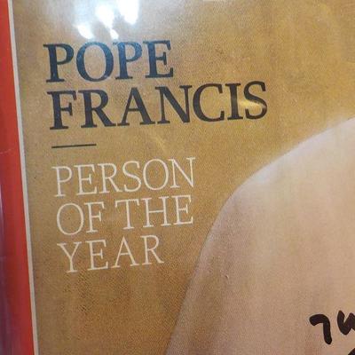 Time Magazine's "Pope Francis" and signed by the pope.