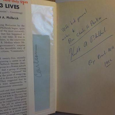 signed " I led 3 Lives" by Herbert a. Philbrick. ( signed copy)
