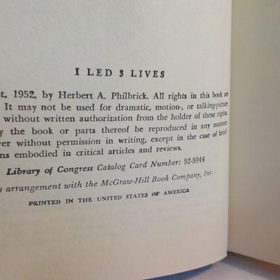 signed " I led 3 Lives" by Herbert a. Philbrick. ( signed copy)