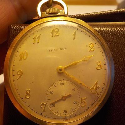 " Longines Mens pocket watch" 17 Jewels, gold.