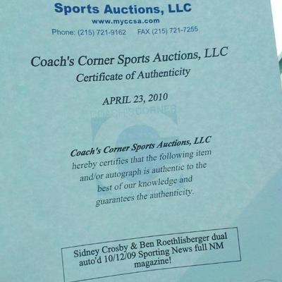 Officially signed By Sidney Crosby and Ben Roethlisberger.