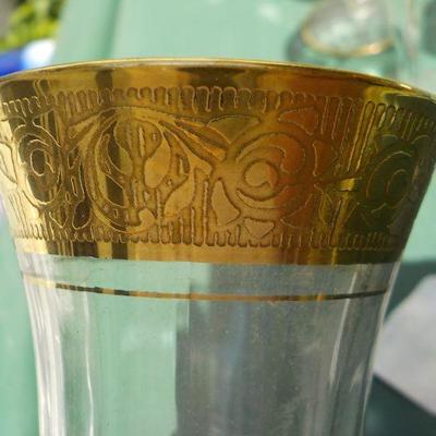 6 Elegant Crystal with gold engraved wine gobbets . 