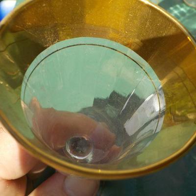 6 Elegant Crystal with gold engraved wine gobbets . 