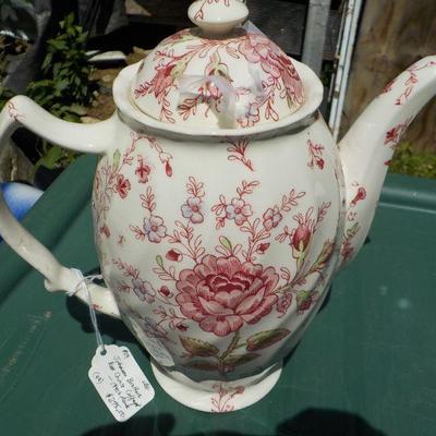" Johnson Brothers Rose Chintz Coffeepot" 1940's Mark.