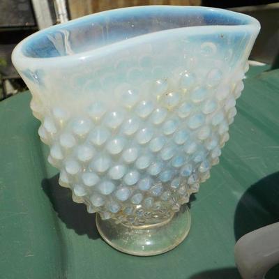 Sugar holder Steam ship and Hobnail vase small.