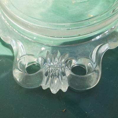 Glass Heart design Candy dish with bottom dish, vintage glass.