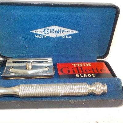 Vintage " Gillette thin razor with carry case."