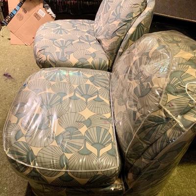 Pair of Vintage Upholstered Shell Pattern Chairs