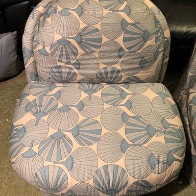 Pair of Vintage Upholstered Shell Pattern Chairs