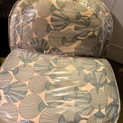 Pair of Vintage Upholstered Shell Pattern Chairs