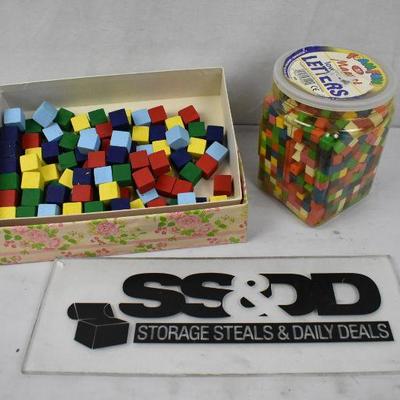 Colorful Cubes. 3/4" are Wood, 3/8" are Plastic