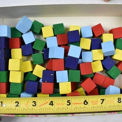 Colorful Cubes. 3/4" are Wood, 3/8" are Plastic