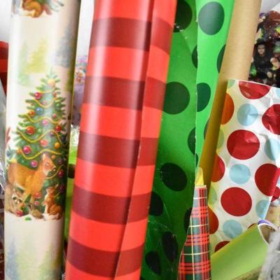 Large Blue Bin of Open Wrapping Paper