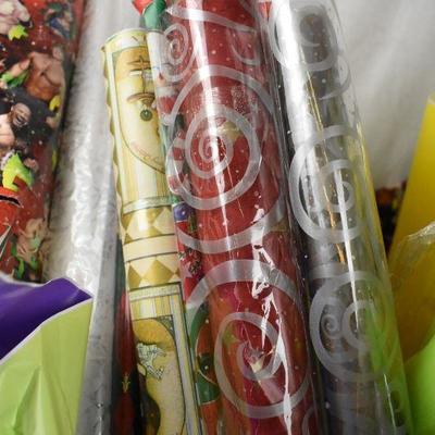 Large Blue Bin of Open Wrapping Paper