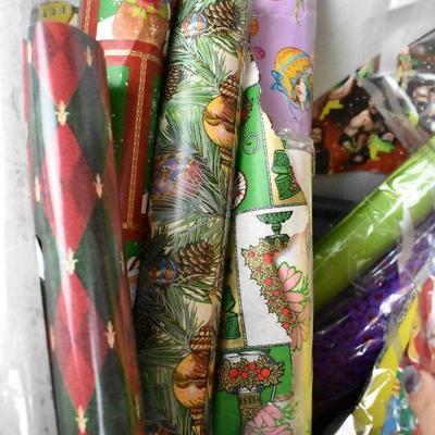 Large Blue Bin of Open Wrapping Paper