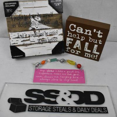 3 pc Fun Sayings Wall Decor
