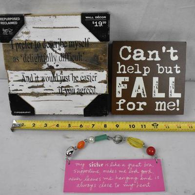 3 pc Fun Sayings Wall Decor