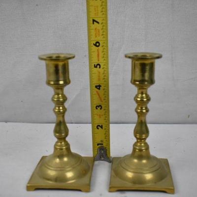 2 Brass Candlestick Holders "Made in Hong Kong"