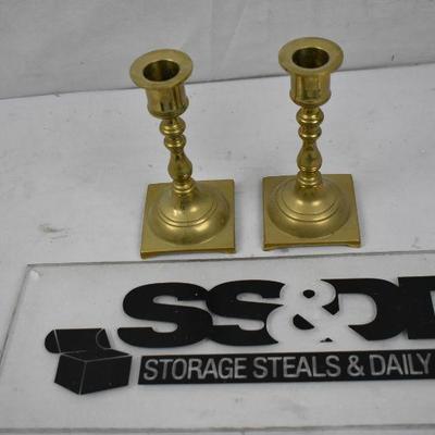 2 Brass Candlestick Holders "Made in Hong Kong"