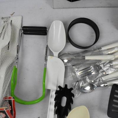 Bin of Misc Kitchen Utensils, Bin included
