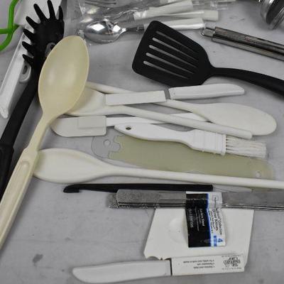 Bin of Misc Kitchen Utensils, Bin included