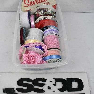 Clear Bin full of Ribbon