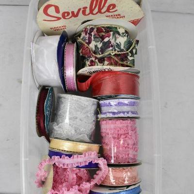 Clear Bin full of Ribbon